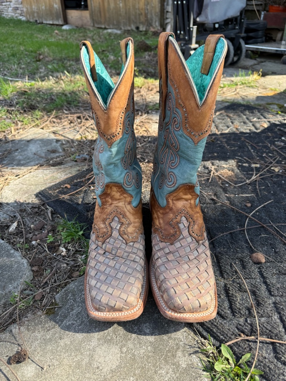 Corral Turquoise & brown Big Bass Arapaima Cowboy Boota - Picture 2 of 8